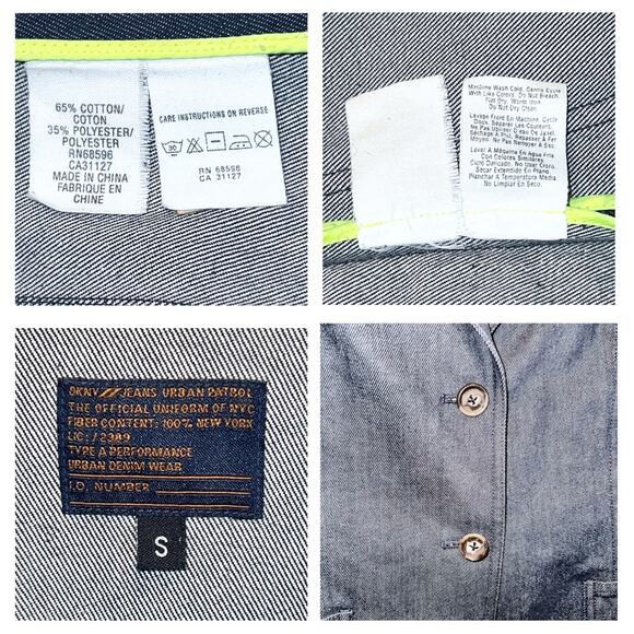 DKNY Womens Denim Jacket Selvedge Hi-Vis Trim Urban Denim Office Wear - Picture 7 of 15